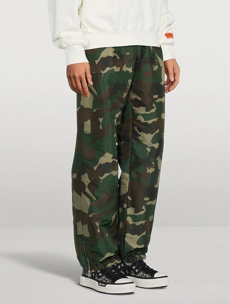 Nylon Track Pants Camo Print