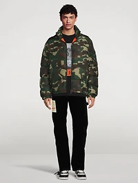 Nylon Puffer Jacket Camo Print