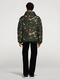 Nylon Puffer Jacket Camo Print