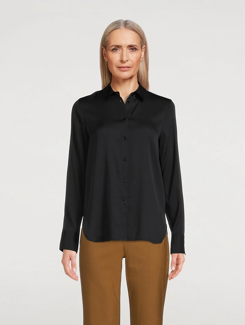 Slim Fitted Stretch-Silk Shirt