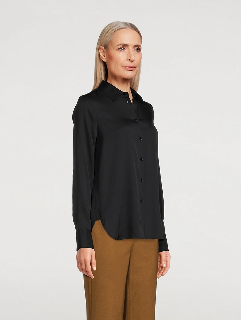 Slim Fitted Stretch-Silk Shirt