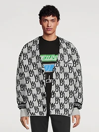 Wool And Cashmere Cardigan With Jacquard Logo