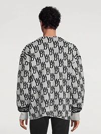 Wool And Cashmere Cardigan With Jacquard Logo