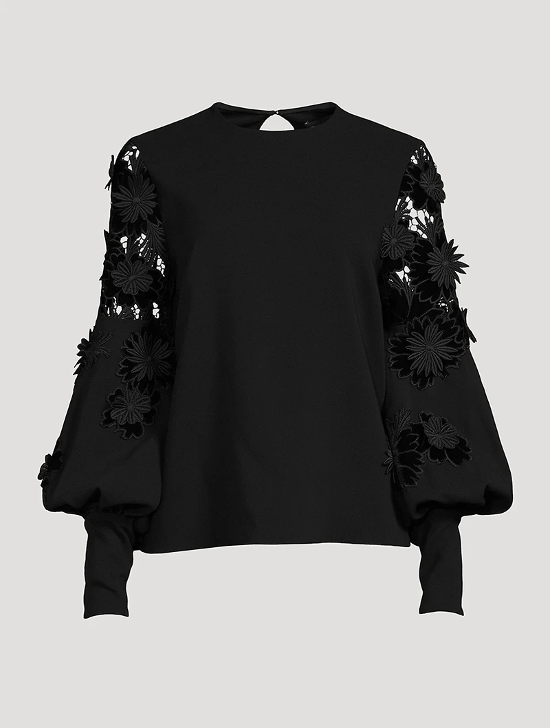 Velvet Guipure Sleeve Georgette Blouse