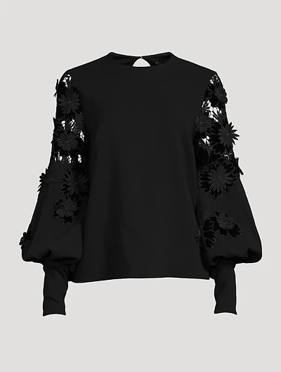 Velvet Guipure Sleeve Georgette Blouse