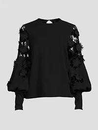 Velvet Guipure Sleeve Georgette Blouse