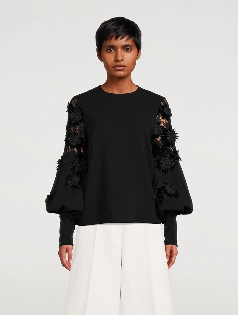 Velvet Guipure Sleeve Georgette Blouse