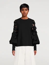 Velvet Guipure Sleeve Georgette Blouse