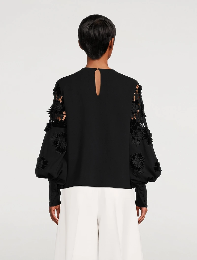 Velvet Guipure Sleeve Georgette Blouse