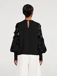 Velvet Guipure Sleeve Georgette Blouse