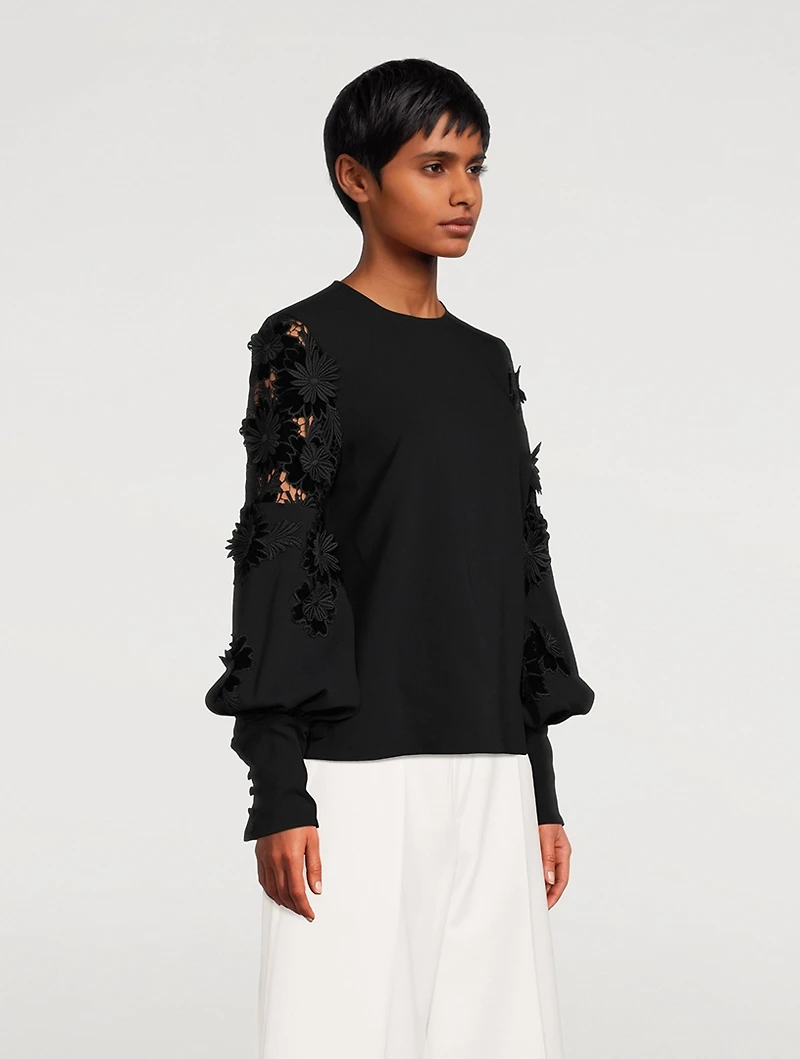 Velvet Guipure Sleeve Georgette Blouse