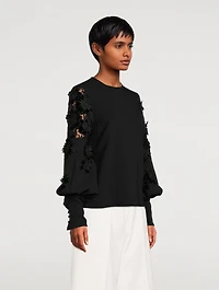 Velvet Guipure Sleeve Georgette Blouse