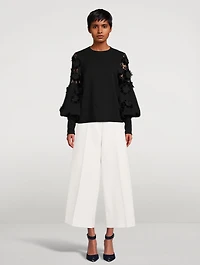 Velvet Guipure Sleeve Georgette Blouse