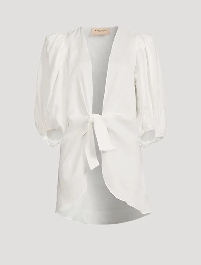 Knot-Front Linen Shirt