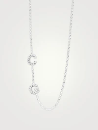 Love Letter 14K White Gold C And G Pavé Diamond Necklace