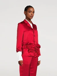 Ruched Satin Blazer
