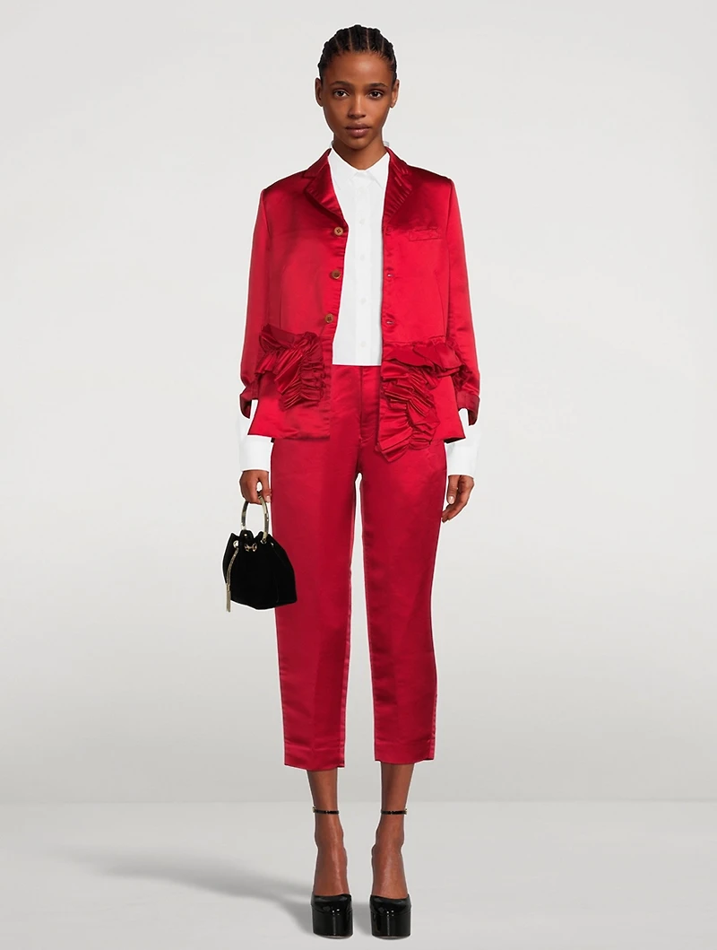 Ruched Satin Blazer