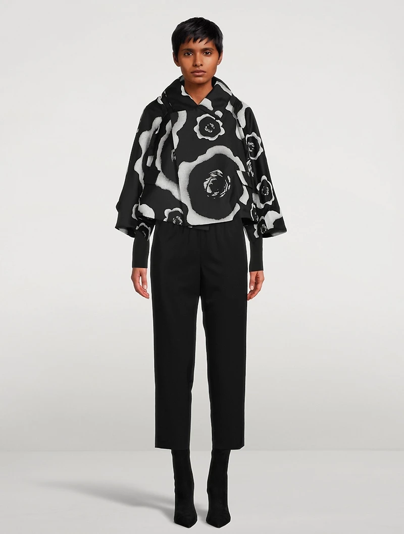 Cropped Wool Jacket Floral Print