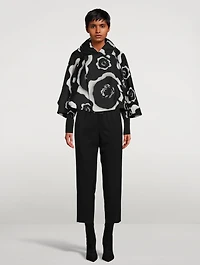 Cropped Wool Jacket Floral Print