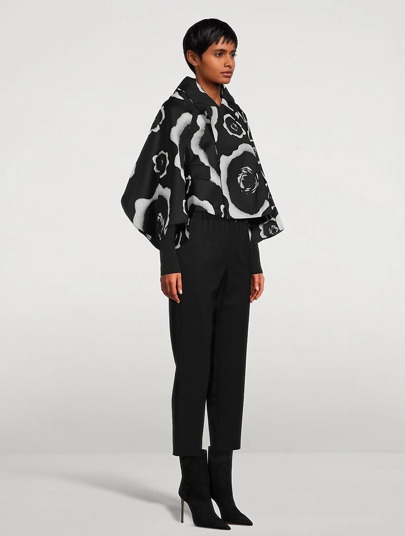 Cropped Wool Jacket Floral Print