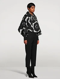 Cropped Wool Jacket Floral Print