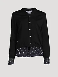Wool Cardigan With Organza Trim