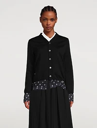 Wool Cardigan With Organza Trim