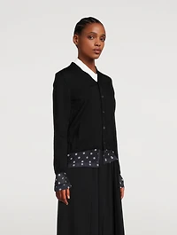 Wool Cardigan With Organza Trim