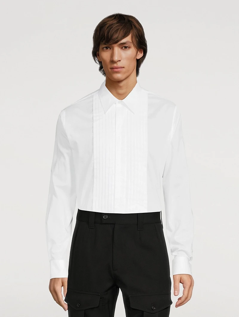 Cotton Voile Pleated Bib Shirt