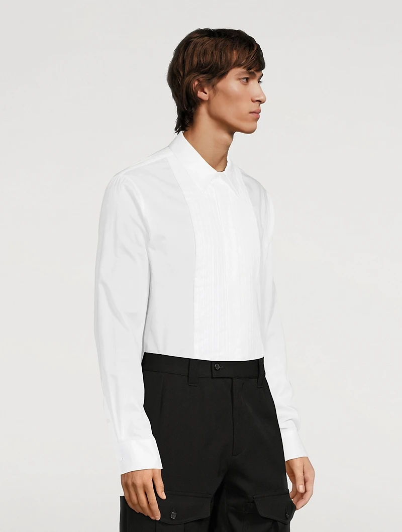 Cotton Voile Pleated Bib Shirt