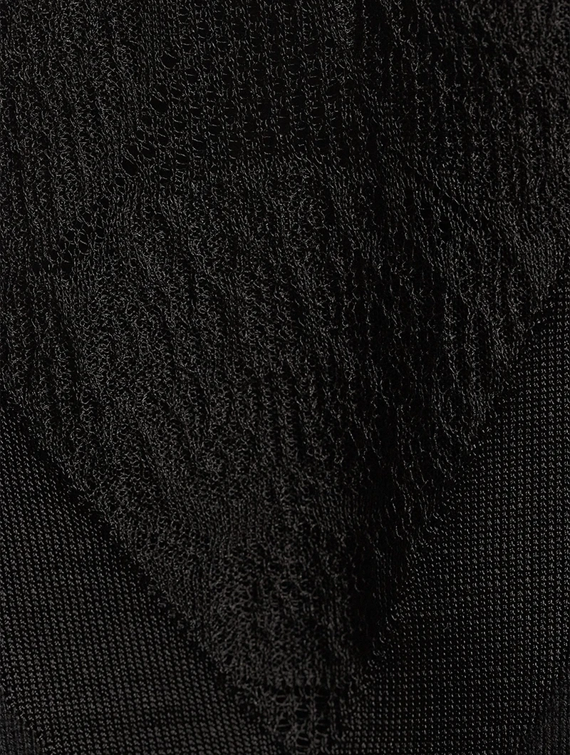 Wool-Blend Sleeveless Top With Sheer Lace