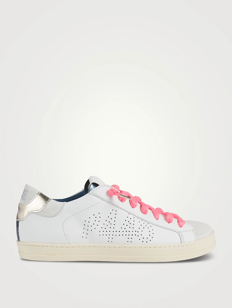 John Metallic Leather And Suede Sneakers