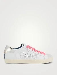 John Metallic Leather And Suede Sneakers