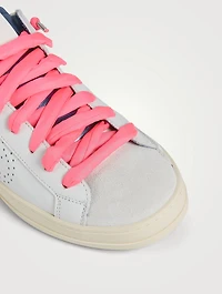John Metallic Leather And Suede Sneakers