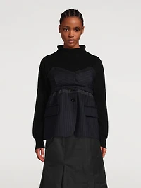 Wool Knit Sweater Chalk Stripe Print