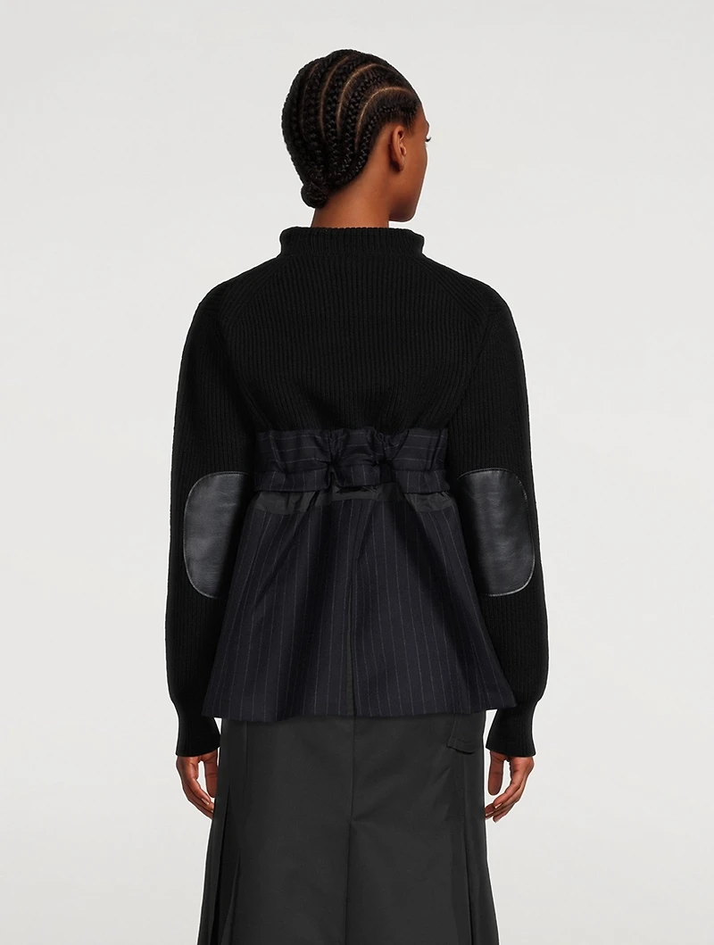 Wool Knit Sweater Chalk Stripe Print