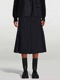 Wool Midi Skirt Chalk Stripe Print