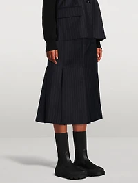 Wool Midi Skirt Chalk Stripe Print
