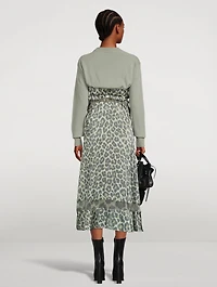 Wool Knit Midi Dress Leopard Print