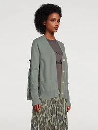 Wool Knit Cardigan With Leopard-Print Back Panel