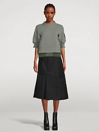 Nylon Twill Mix Knit Sweater