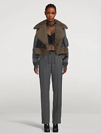 Nylon Twill Jacket With Faux Shearling