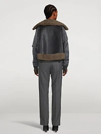 Nylon Twill Jacket With Faux Shearling