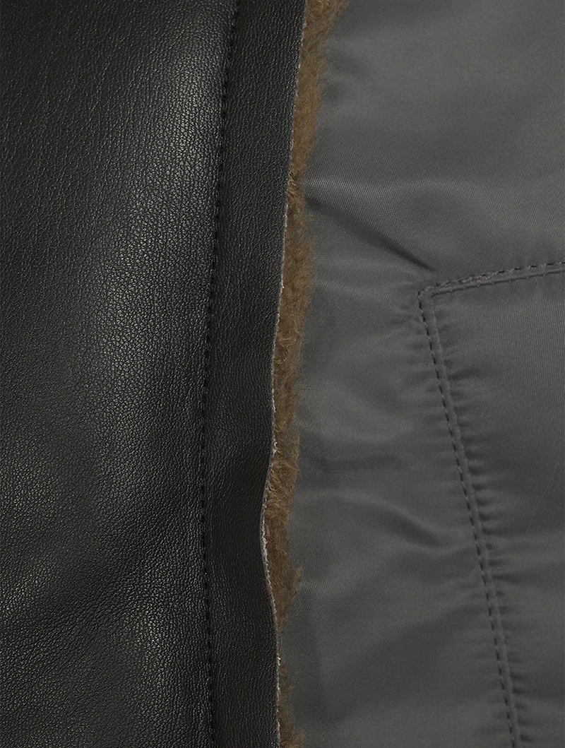 Nylon Twill Jacket With Faux Shearling