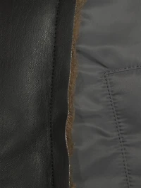 Nylon Twill Jacket With Faux Shearling