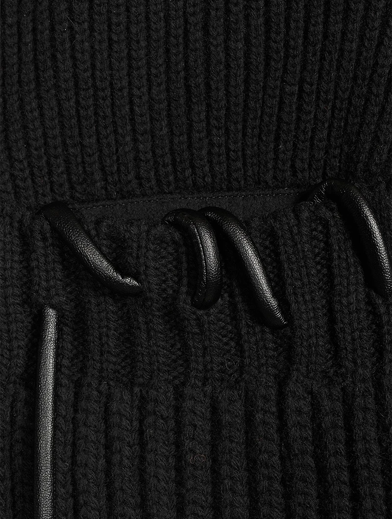 Wool Knit Lace-Up Cardigan
