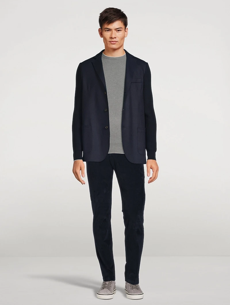 Wool Blazer With Knit Sleeves