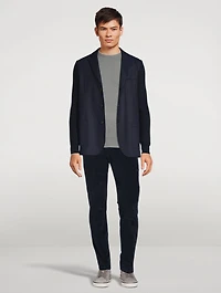 Wool Blazer With Knit Sleeves