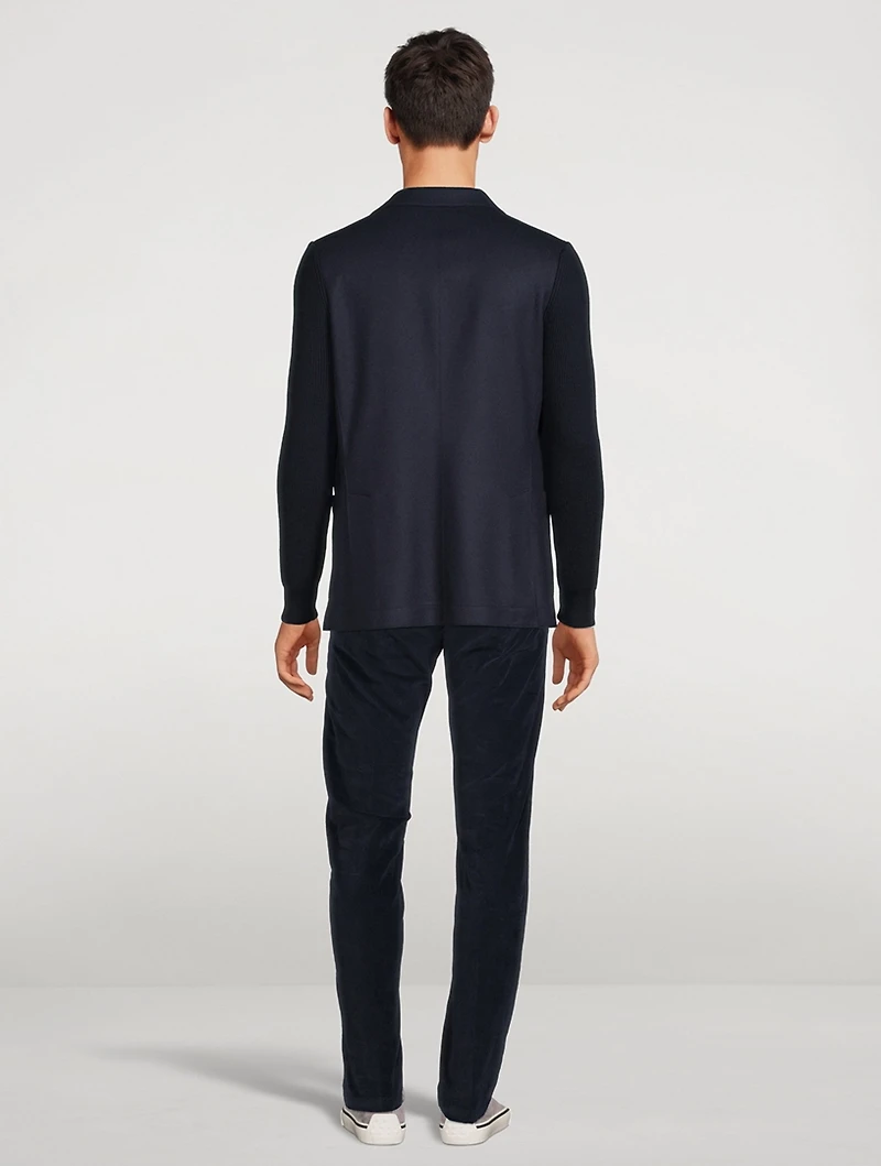 Wool Blazer With Knit Sleeves