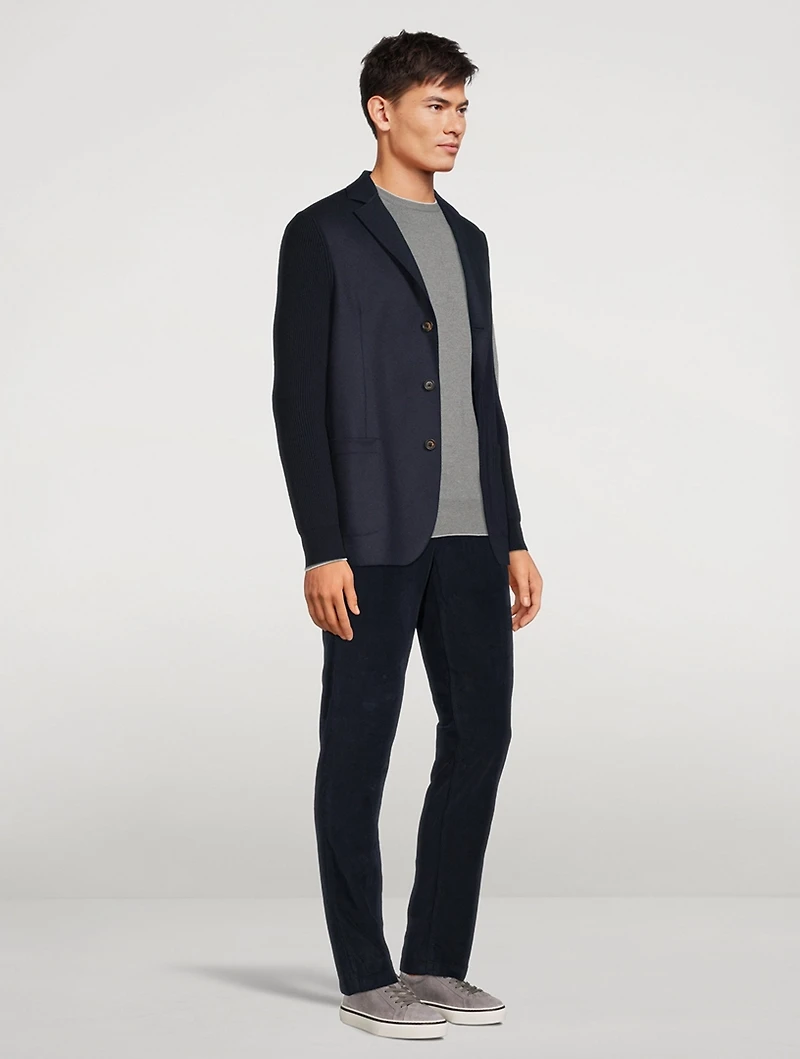 Wool Blazer With Knit Sleeves